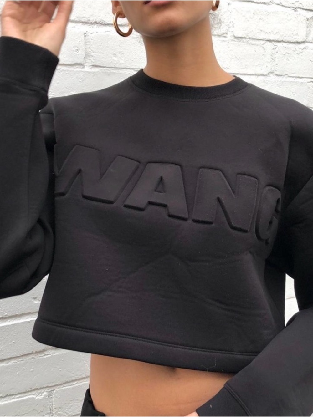 Alexander Wang Black Cropped Embossed Logo Sweatshirt (Limited Edition) - Picture 2 of 6